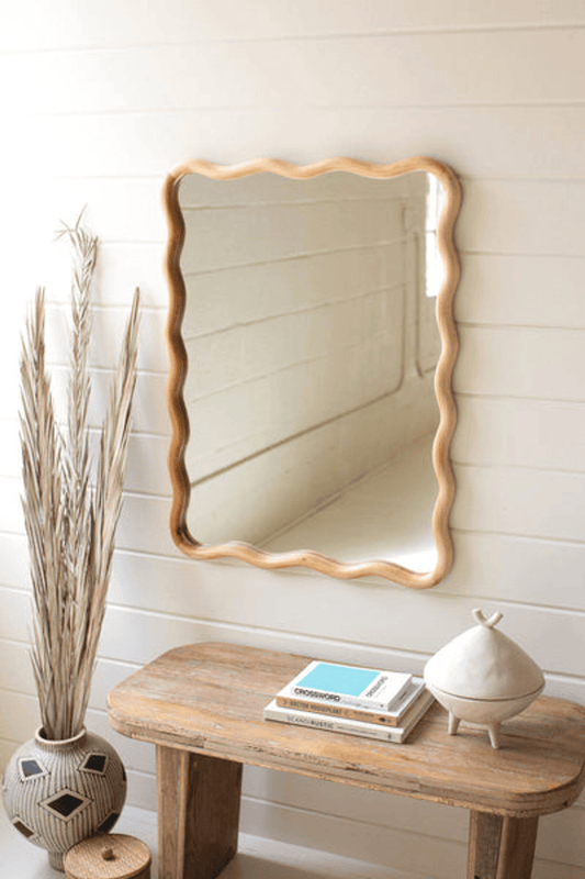Wooden Wavy Squiggle Frame Mirror