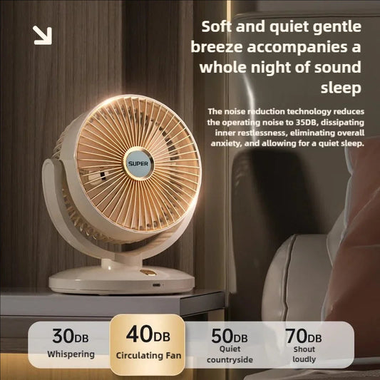 Portable 5-speed Electric Fan 90° USB Adjustable Cooling Fan Silent
