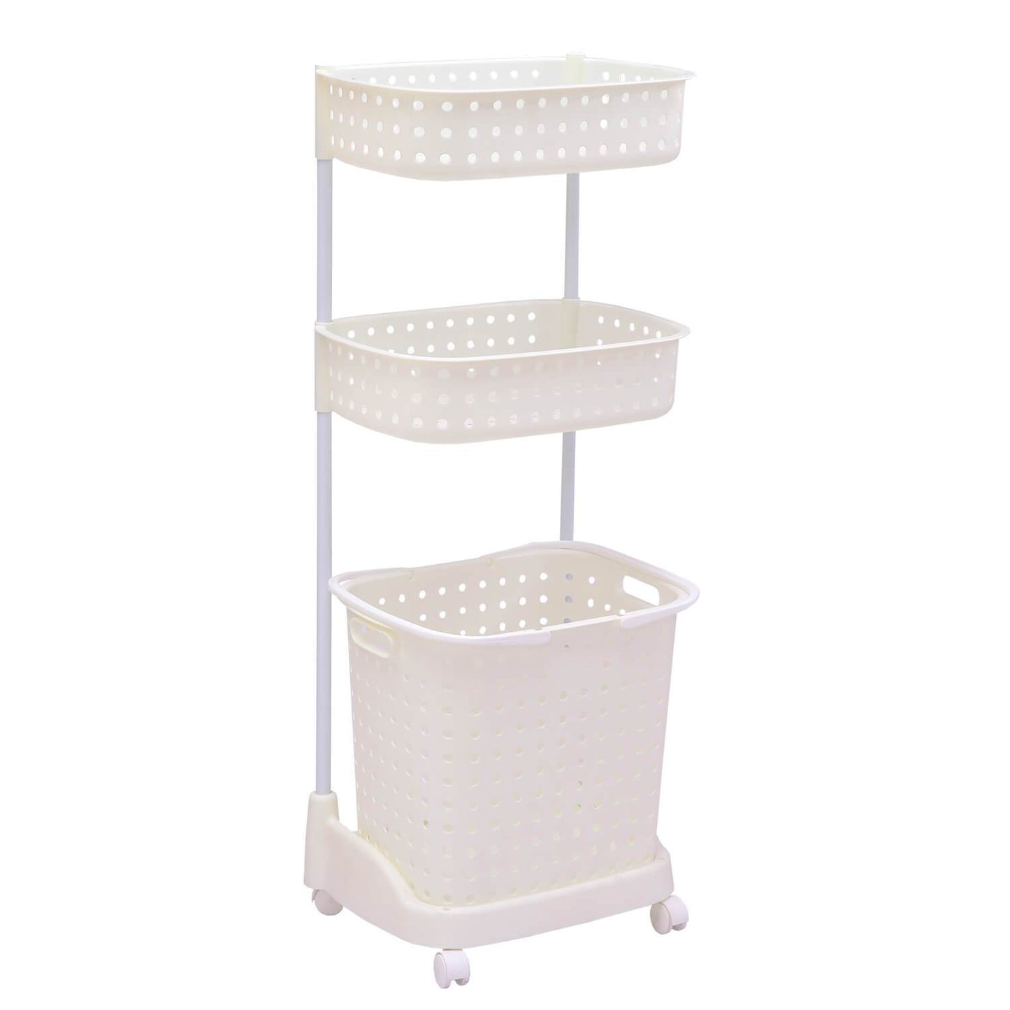 3 Tier Bathroom Laundry Clothes Baskets Bin Hamper Mobile Rack