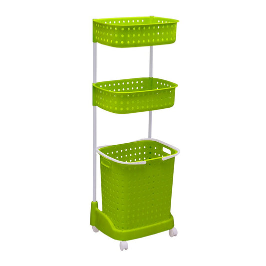3 Tier Bathroom Laundry Clothes Baskets Bin Hamper Mobile Rack