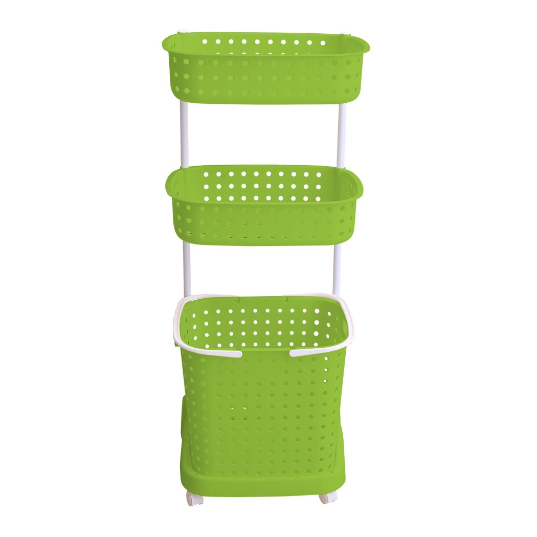 3 Tier Bathroom Laundry Clothes Baskets Bin Hamper Mobile Rack